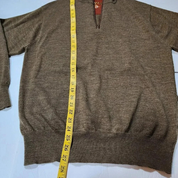 Orvis Sweater Men's M Brown Merino Wool 1/4 Zip Mock Neck Pullover Longsleeve - Picture 4 of 11